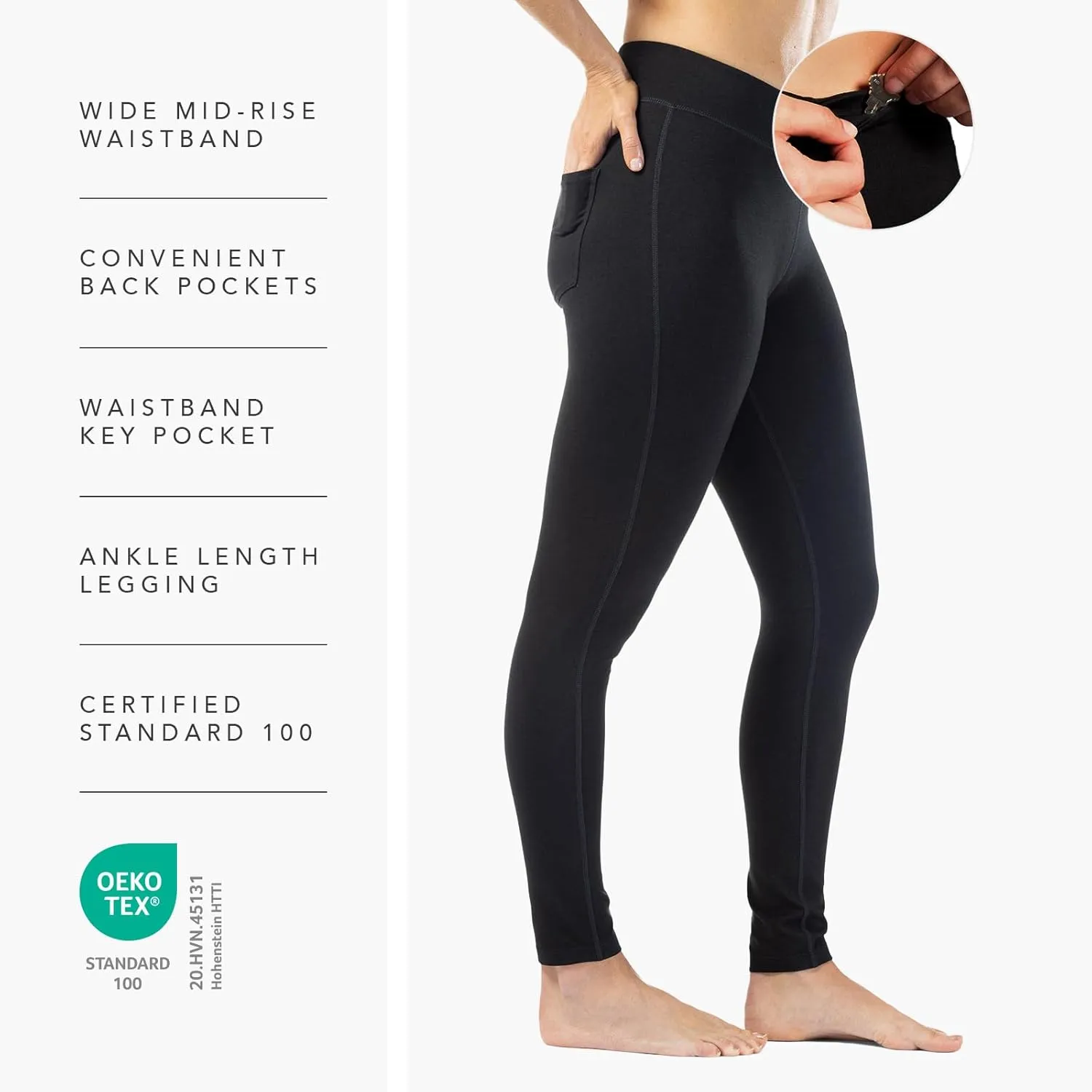 Fishers Finery Women's Ecofabric Ankle Length Legging with Back Pockets