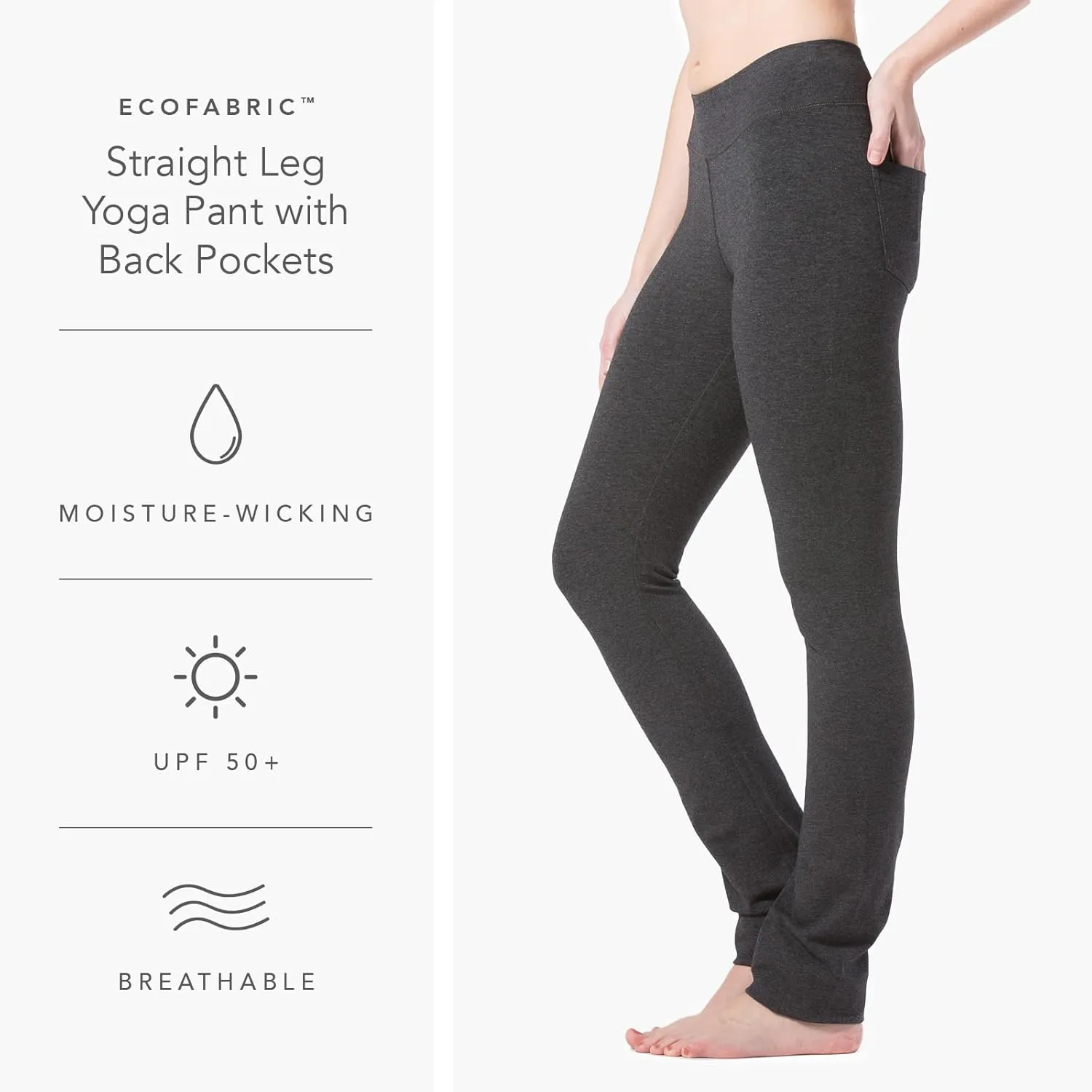 Fishers Finery Women's Ecofabric Straight Leg Yoga Pant with Back Pockets