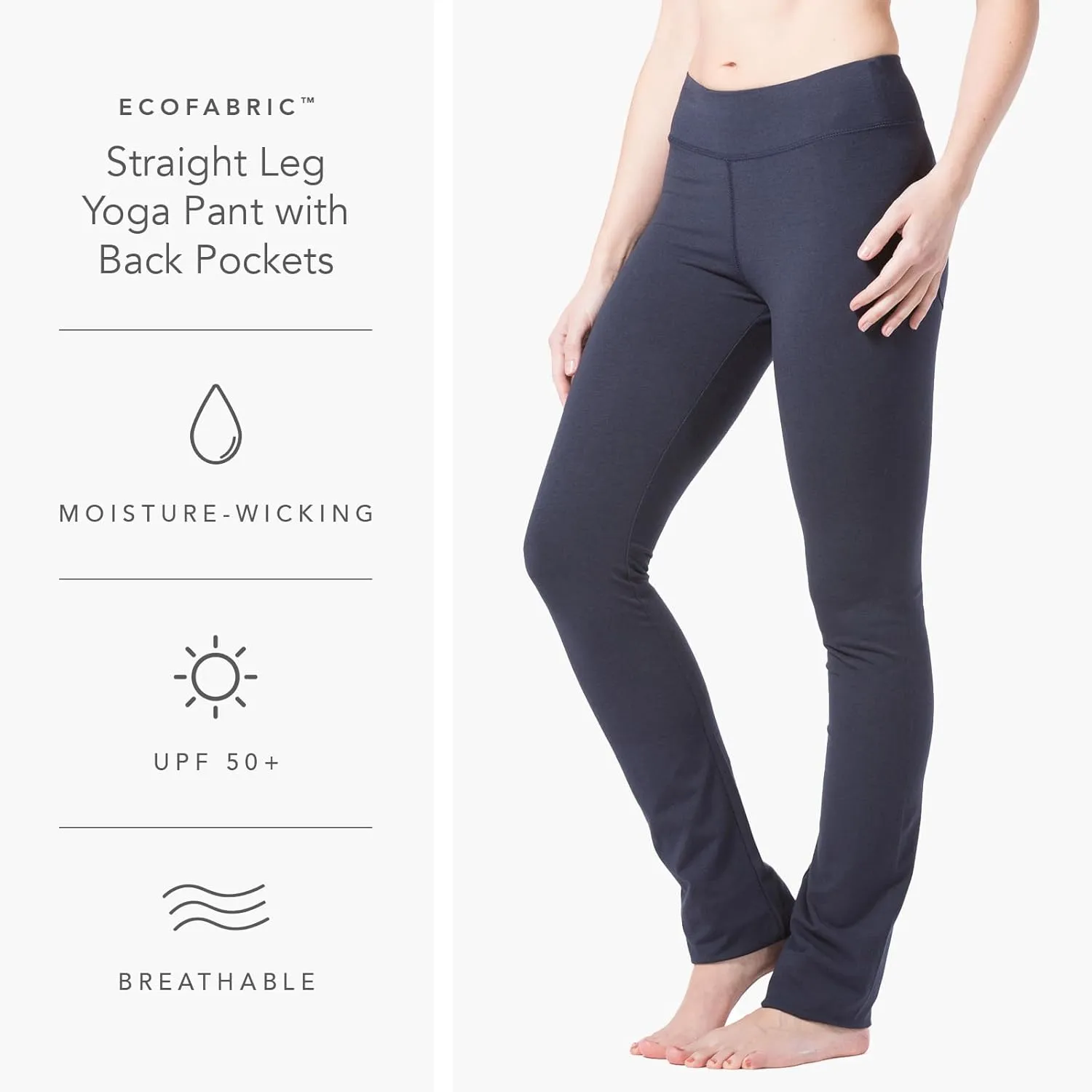 Fishers Finery Women's Ecofabric Straight Leg Yoga Pant with Back Pockets