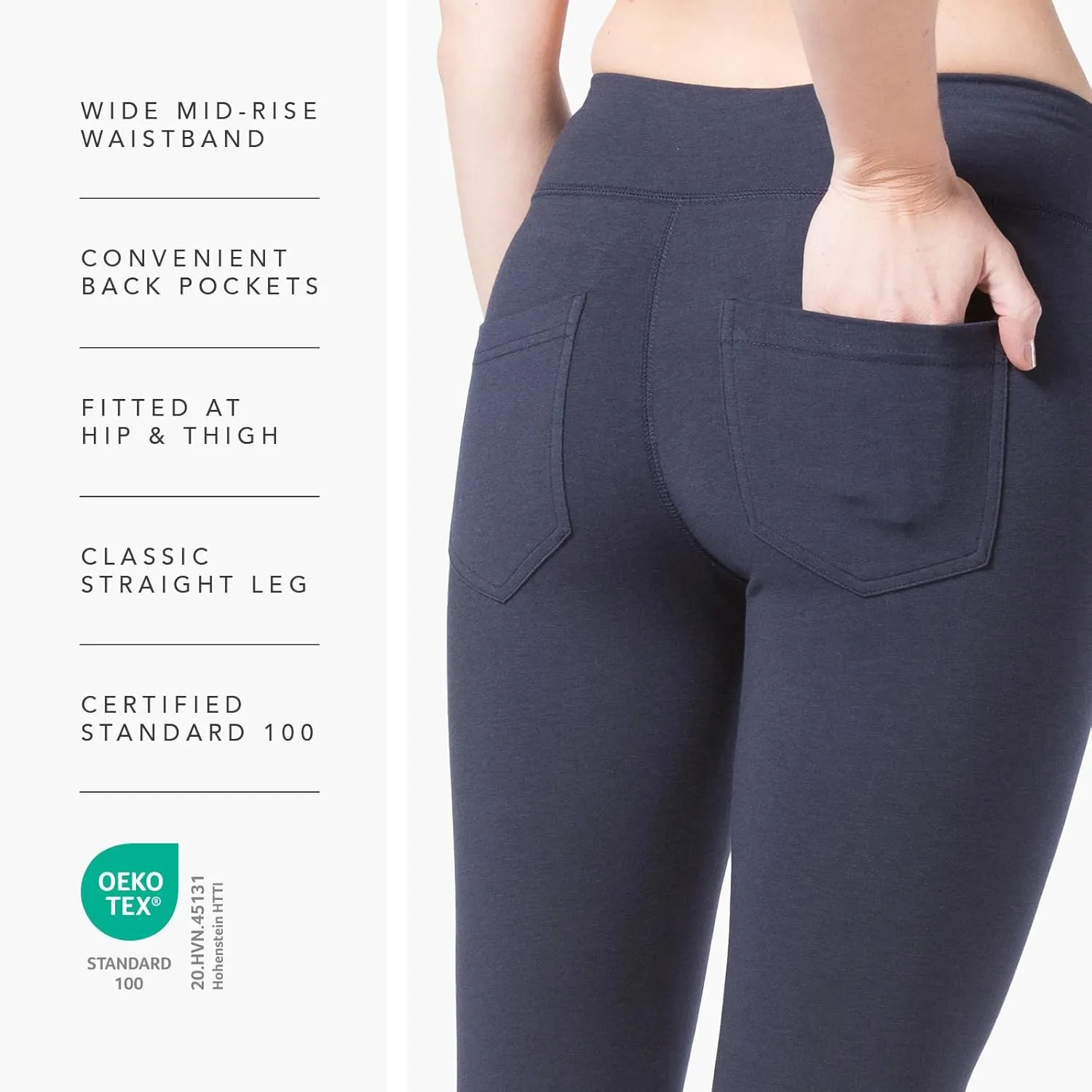 Fishers Finery Women's Ecofabric Straight Leg Yoga Pant with Back Pockets
