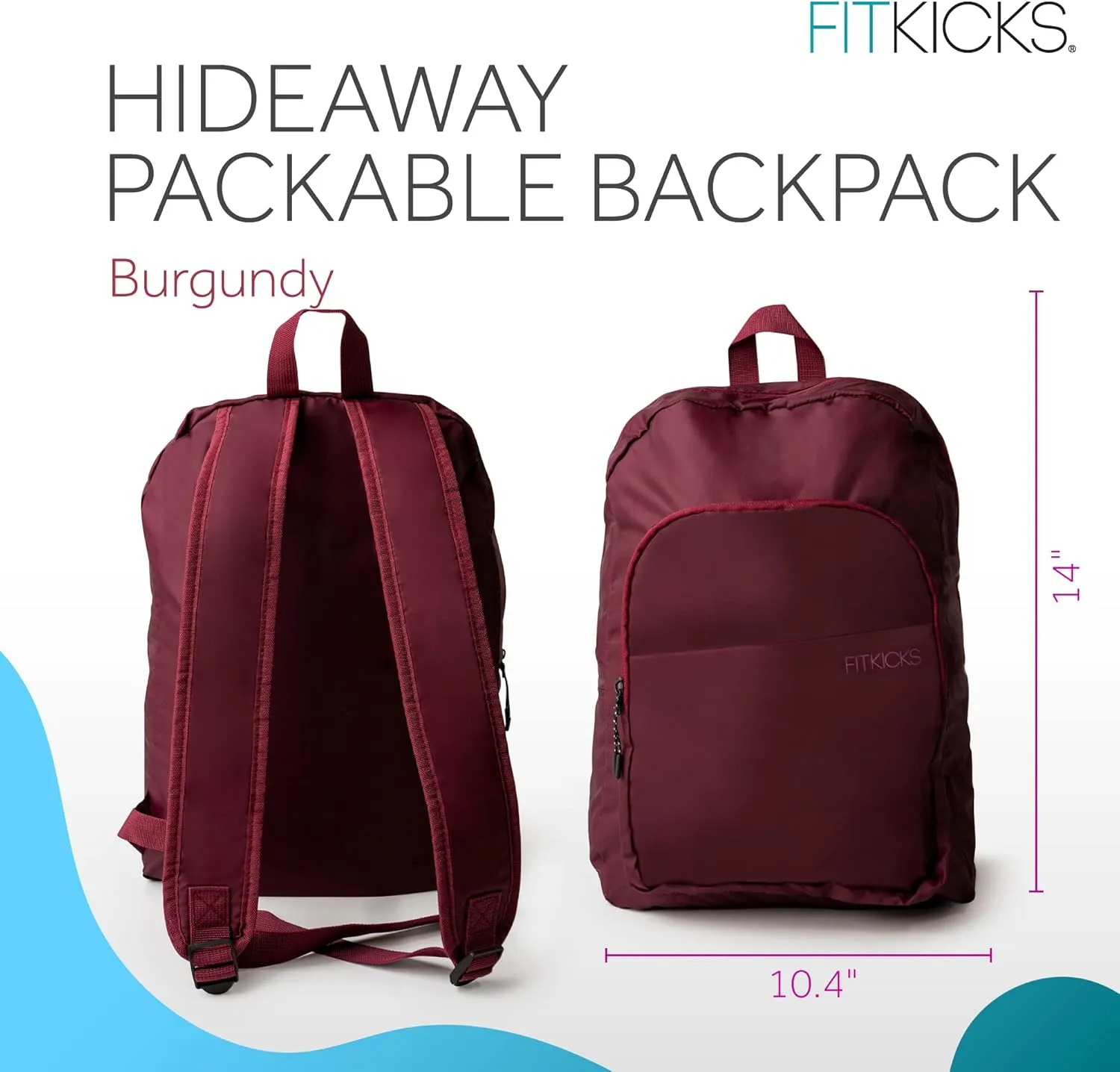 FITKICKS Hideaway Packable Zippered Backpack Hiking Camping Outdoor Sport Travel Backpack Daypack for Women