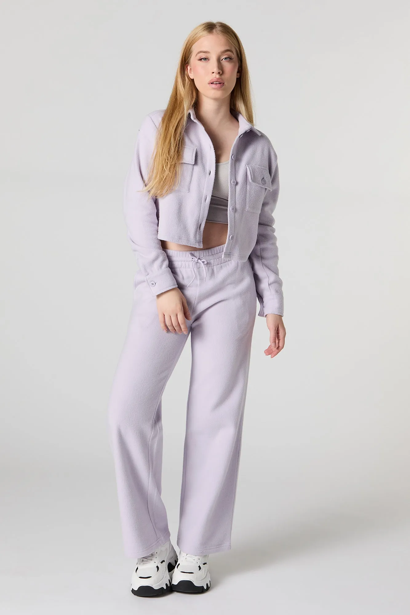 Fleece Drawstring Wide Leg Pant