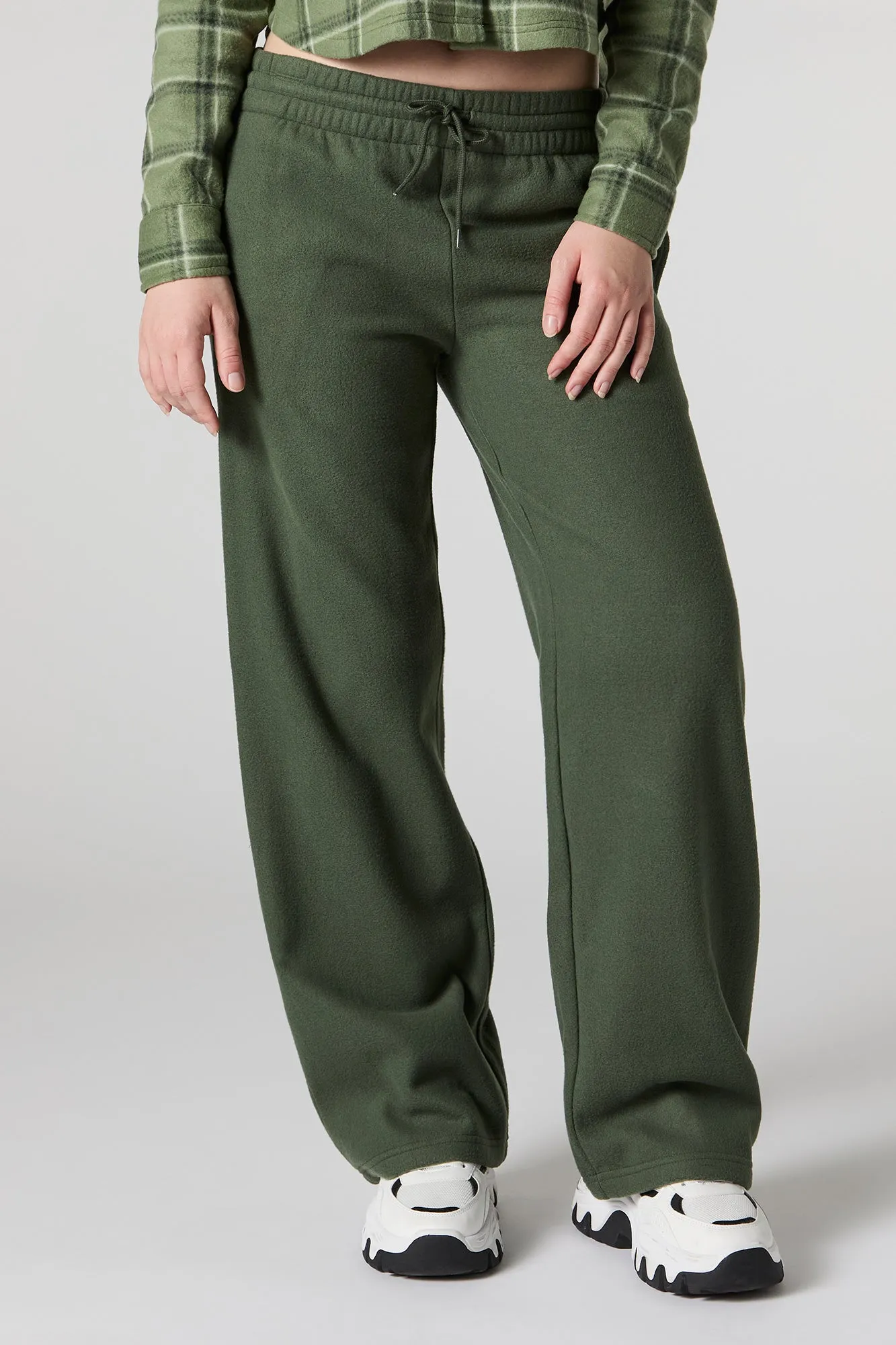 Fleece Drawstring Wide Leg Pant