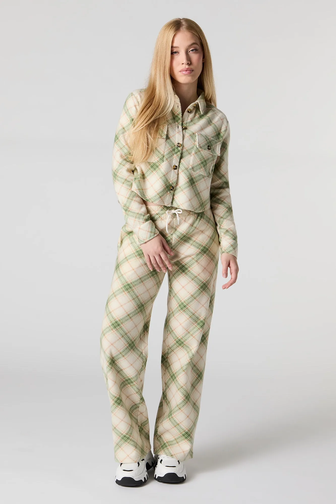 Fleece Drawstring Wide Leg Pant