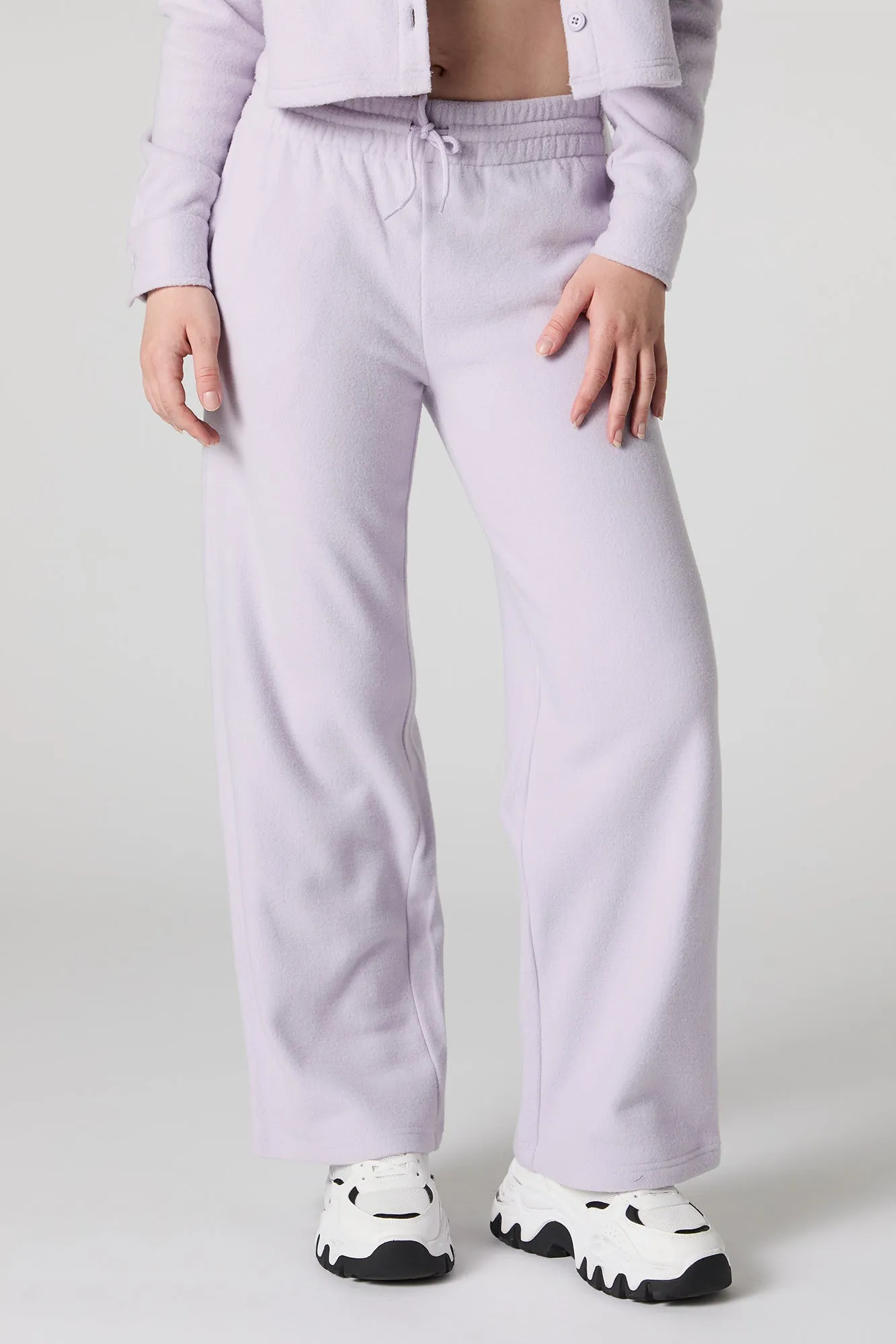 Fleece Drawstring Wide Leg Pant