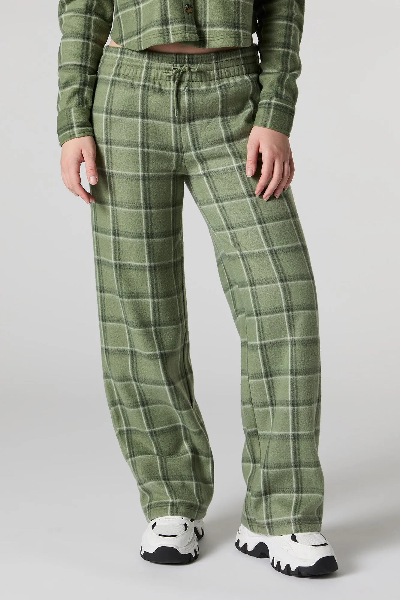 Fleece Drawstring Wide Leg Pant