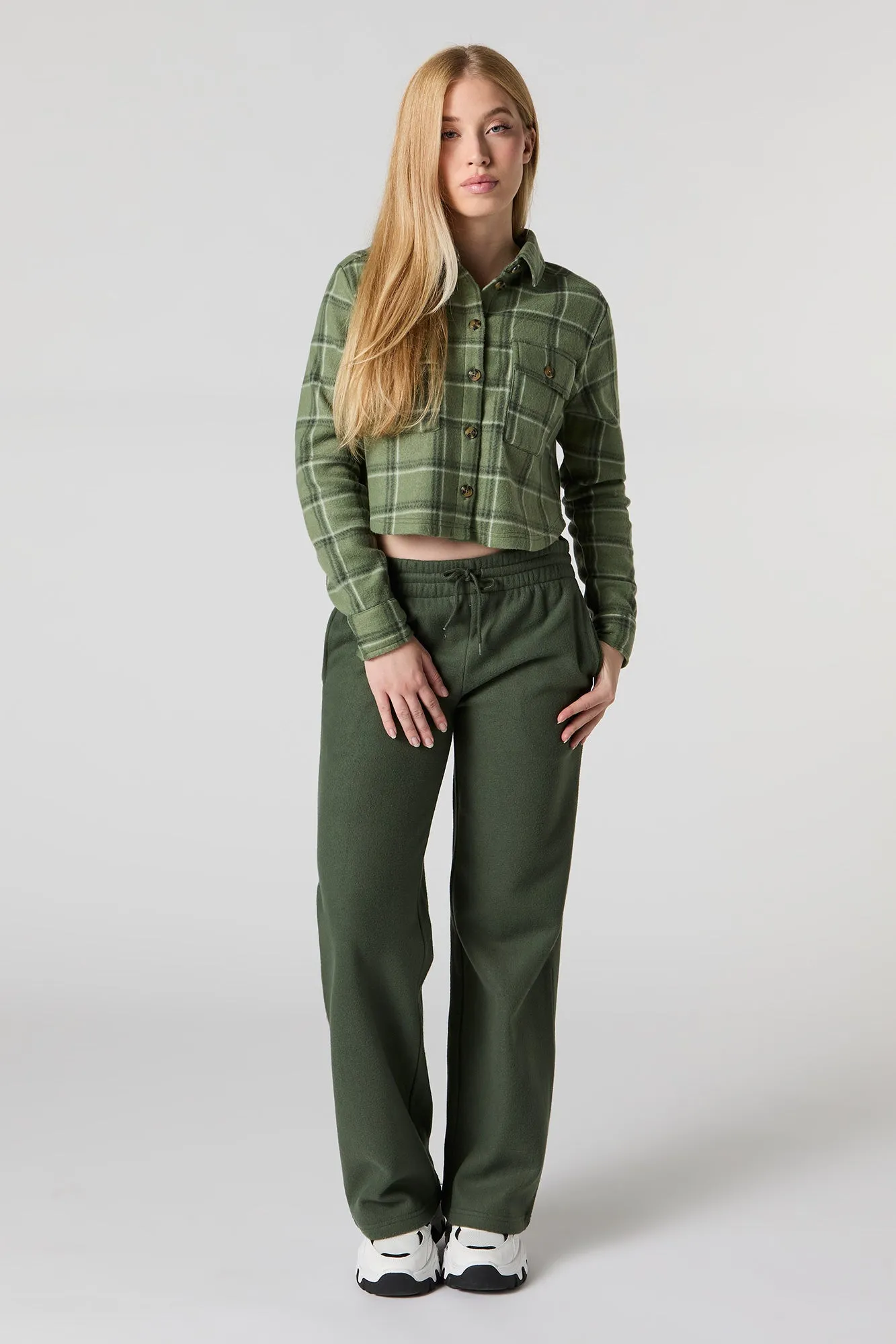 Fleece Drawstring Wide Leg Pant