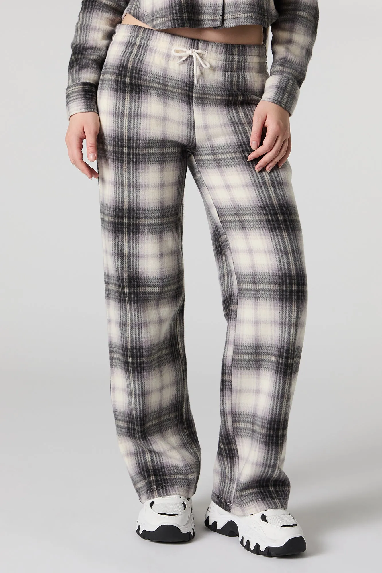 Fleece Drawstring Wide Leg Pant