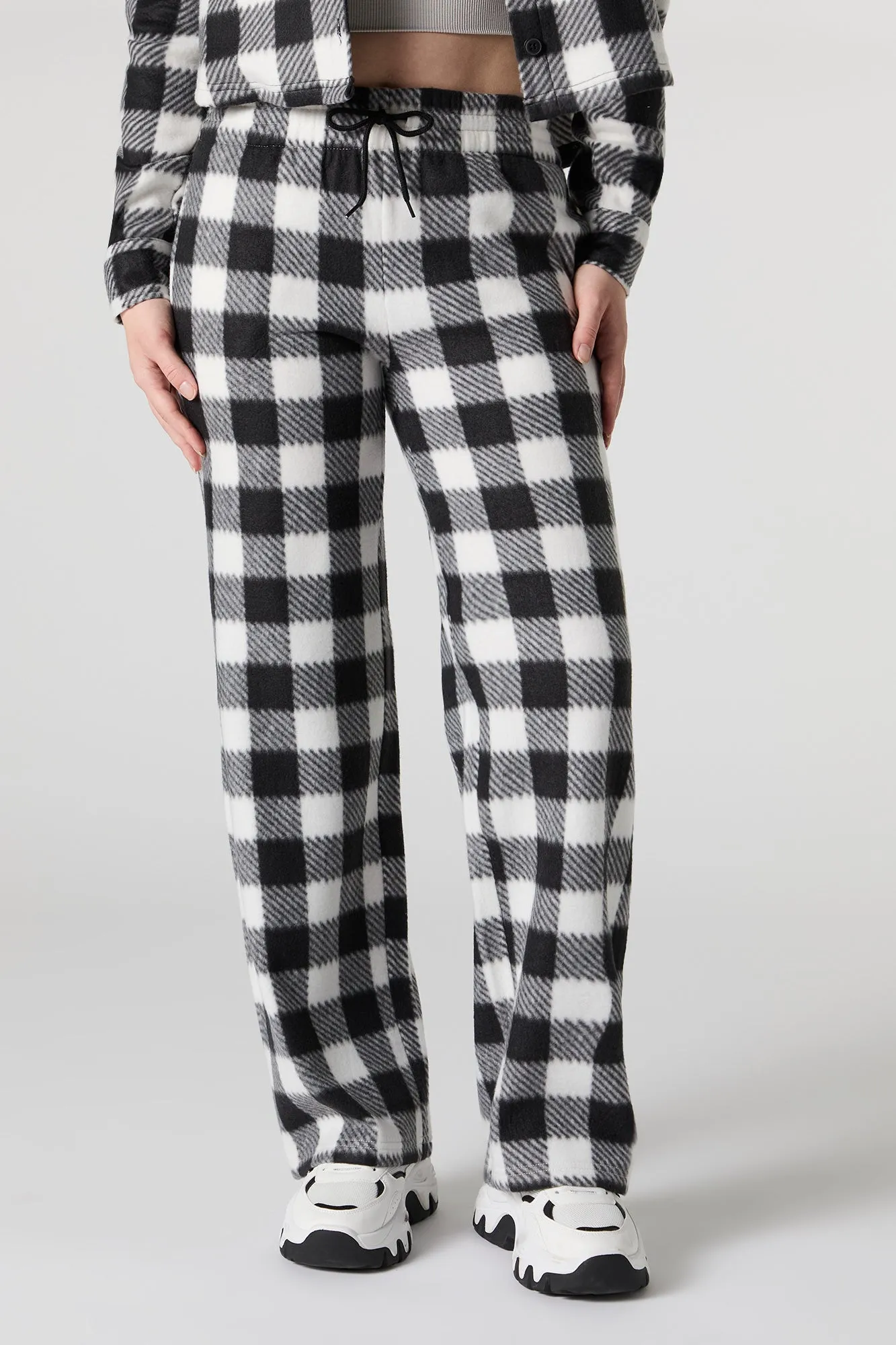 Fleece Drawstring Wide Leg Pant