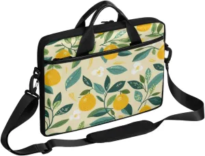 Flower Leaf Lemon Watercolour Laptop Case Bag with Detachable Strap Waterproof Laptop Bag Notebook Carrying Case 15.6 inch Laptop Sleeve Bag for Men Women Work Travel