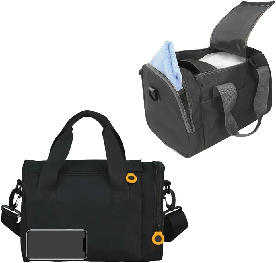 Geerlaqaly gym Bag is suitable for women's side compartments with magic tape 12L double zipper mini gym bag for exercise, dance, sports, travel and portable fitness handbag,black