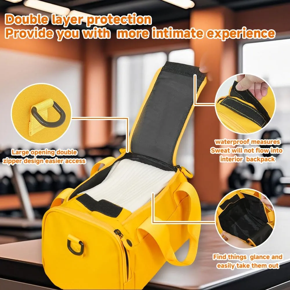 Geerlaqaly gym Bag is suitable for women's side compartments with magic tape 12L double zipper mini gym bag for exercise, dance, sports, travel and portable fitness handbag,white