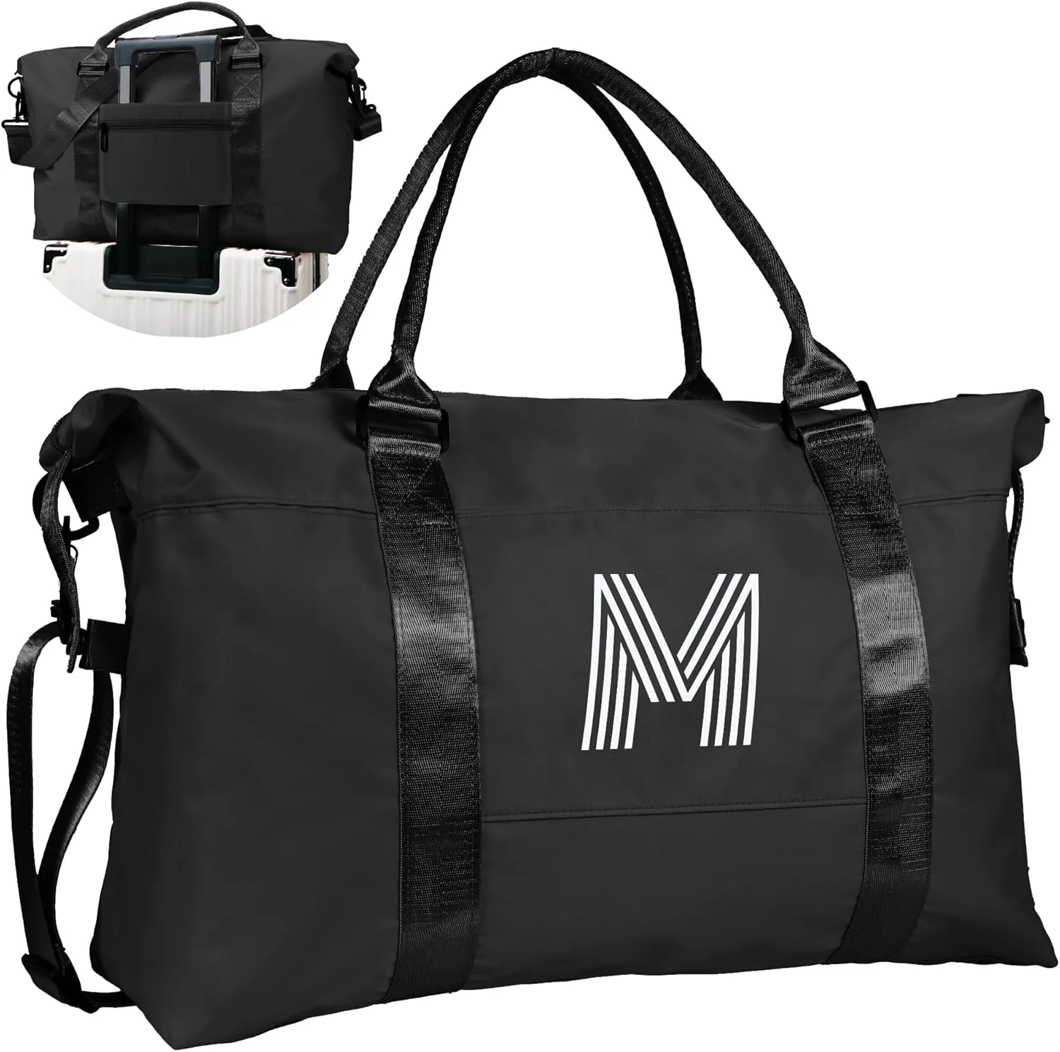 Gifts for Daughter 10 11 12 13 14 15 16 17 18 Year Old, Initial Travel Duffel Bag, Personalized Weekender Bag, Teen Girl Birthday Gift Cute Girly Stuff, Teen Girl Basket (Letter M)