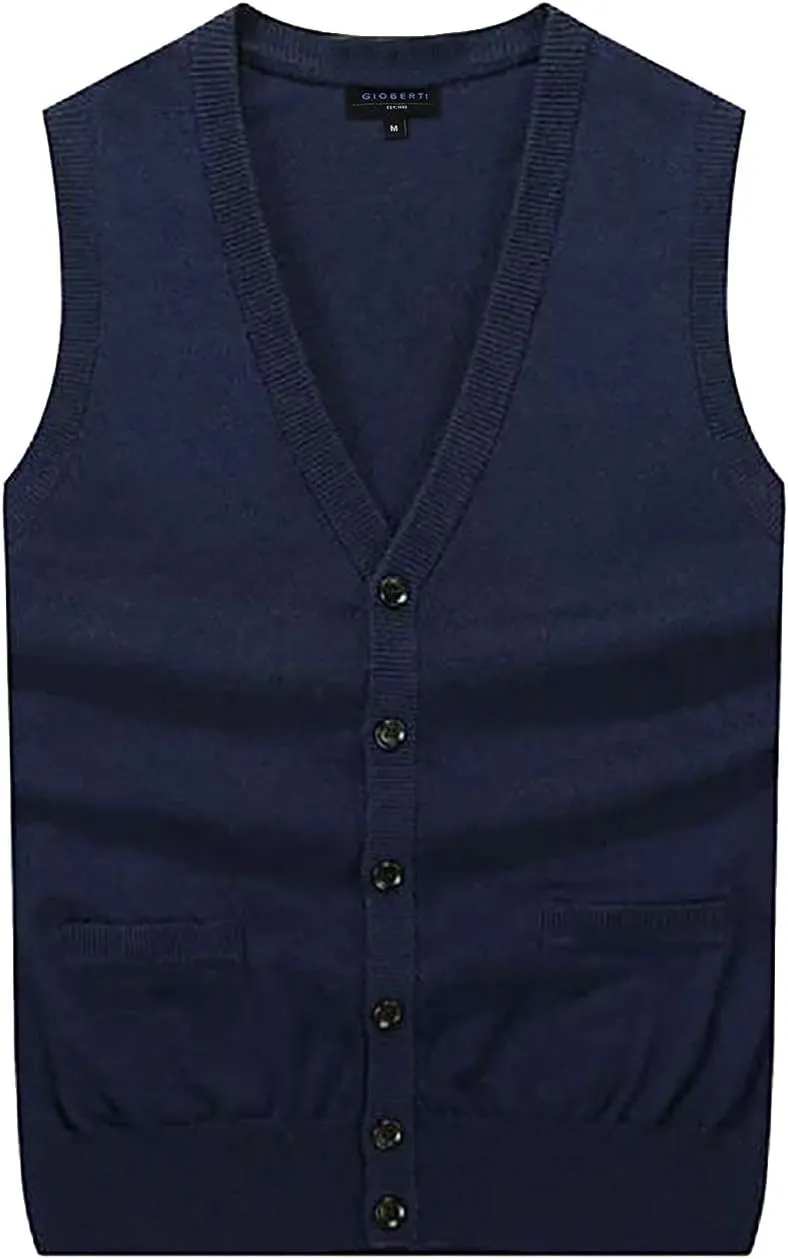 Gioberti Mens V-Neck Button Down Knitted Cardigan Vest