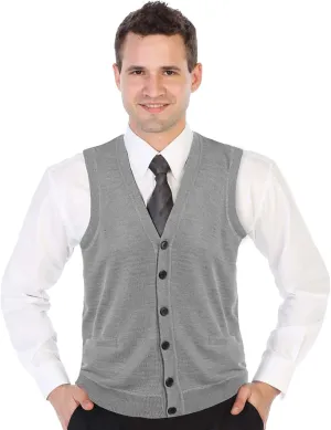 Gioberti Mens V-Neck Button Down Knitted Cardigan Vest