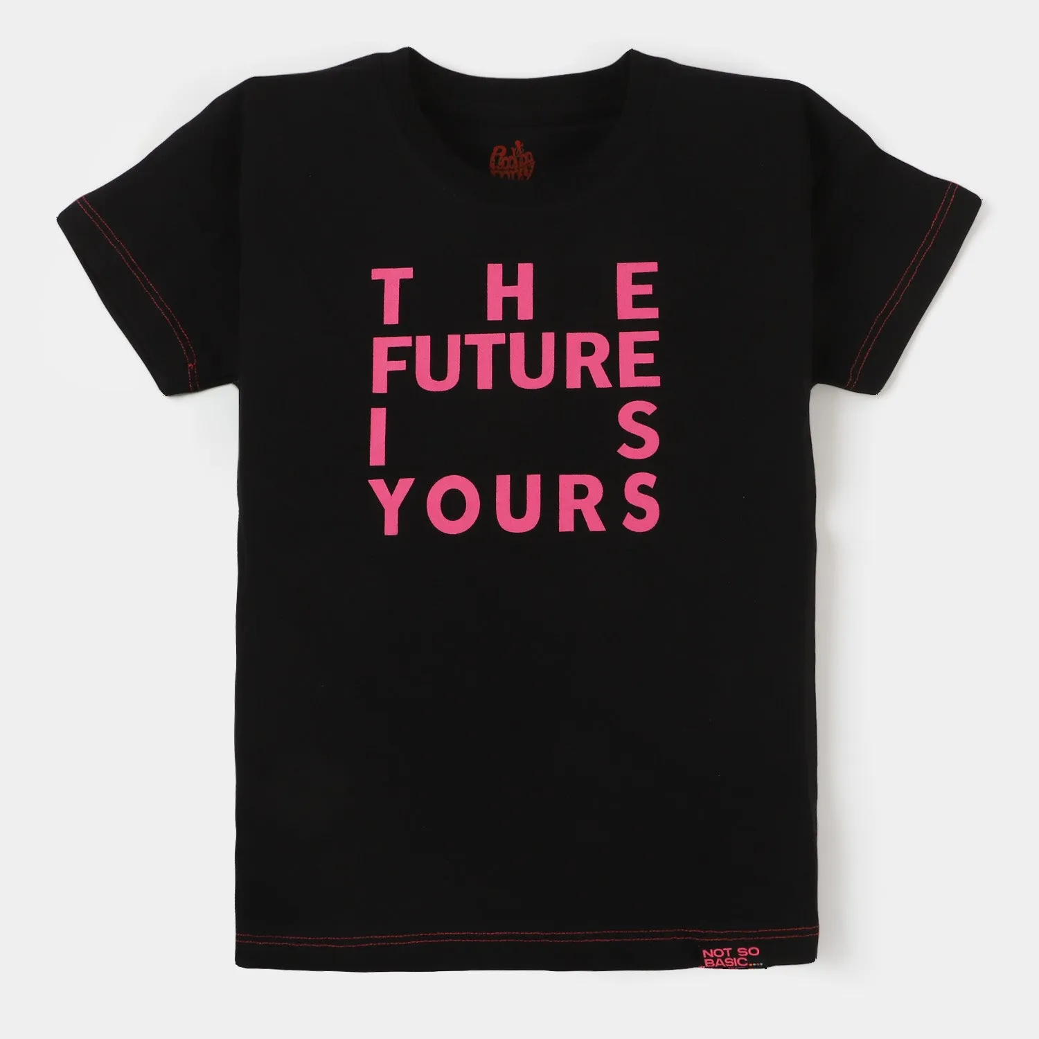 Girls Cotton T-Shirt  Imagination - BLACK