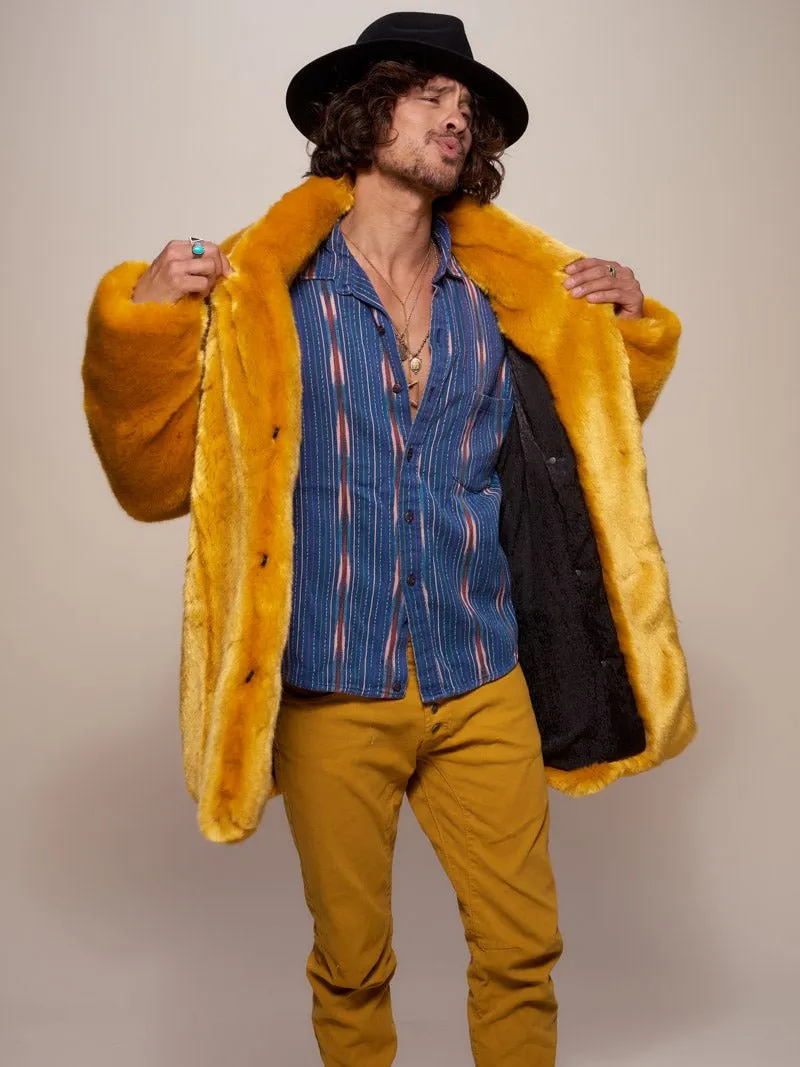 Golden Wolf Luxe Collared  Faux Fur Coat | Men's