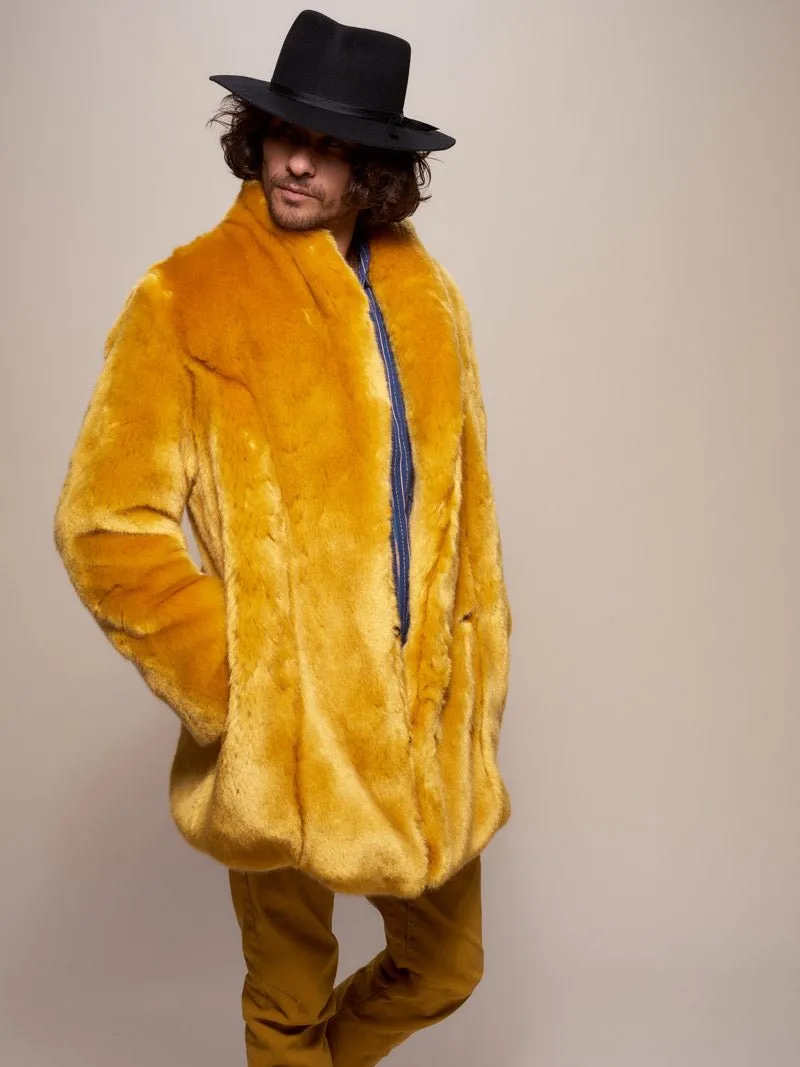 Golden Wolf Luxe Collared  Faux Fur Coat | Men's