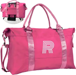 Granddaughter Gift from Grandmom, Gifts for Her, Initial Travel Duffel Bag, Personalized Weekender Bag with Shoulder Strap, Monogram Overnight Bag, Gift for Friend Sister Gifts (Letter R)