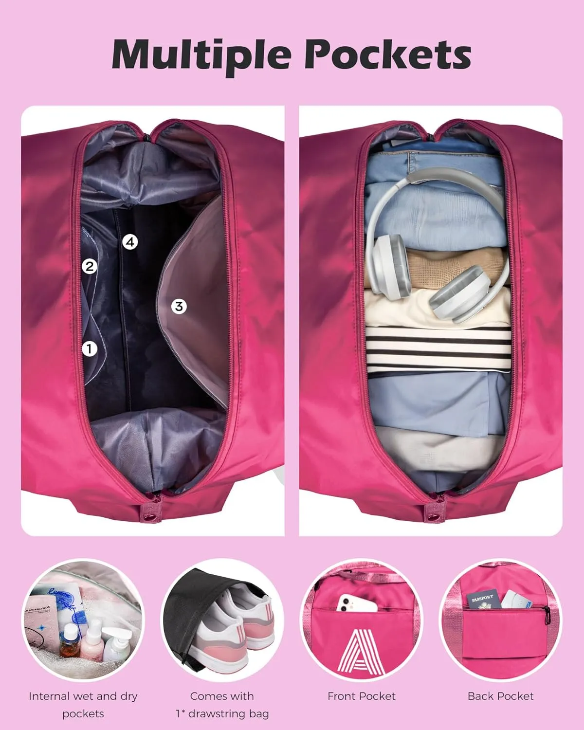 Granddaughter Gift from Grandmom, Gifts for Her, Initial Travel Duffel Bag, Personalized Weekender Bag with Shoulder Strap, Monogram Overnight Bag, Gift for Friend Sister Gifts (Letter R)