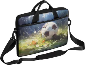 Grass Football Watercolour Laptop Case Bag with Detachable Strap Waterproof Laptop Bag Notebook Carrying Case 15.6 inch Laptop Sleeve Bag for Men Women Work Travel