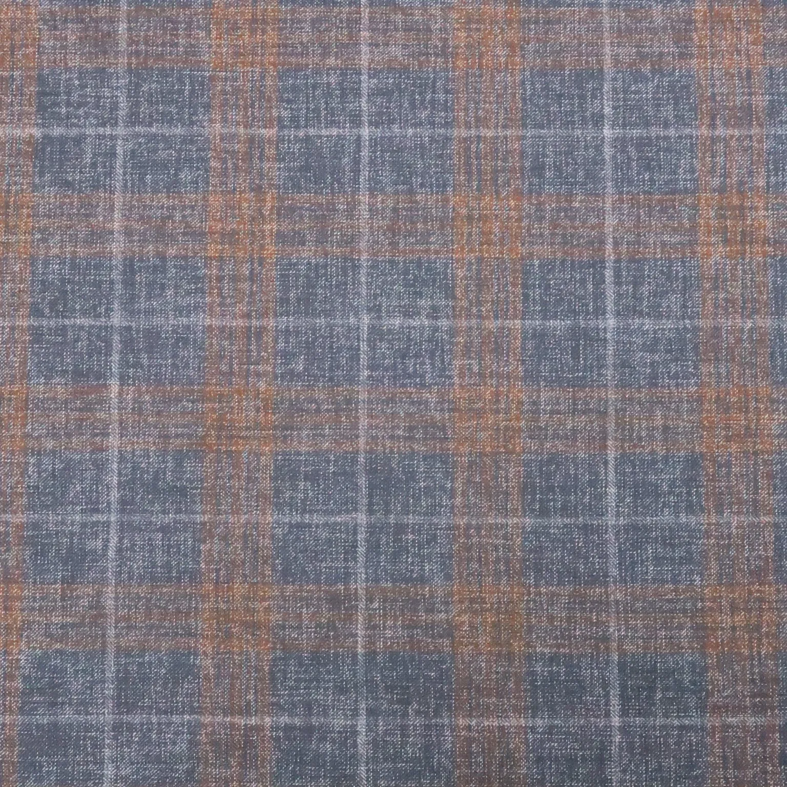 Green with Burnt Orange Plaid Windowpane Wool & Silk Dorsilk Dormeuil Fabric