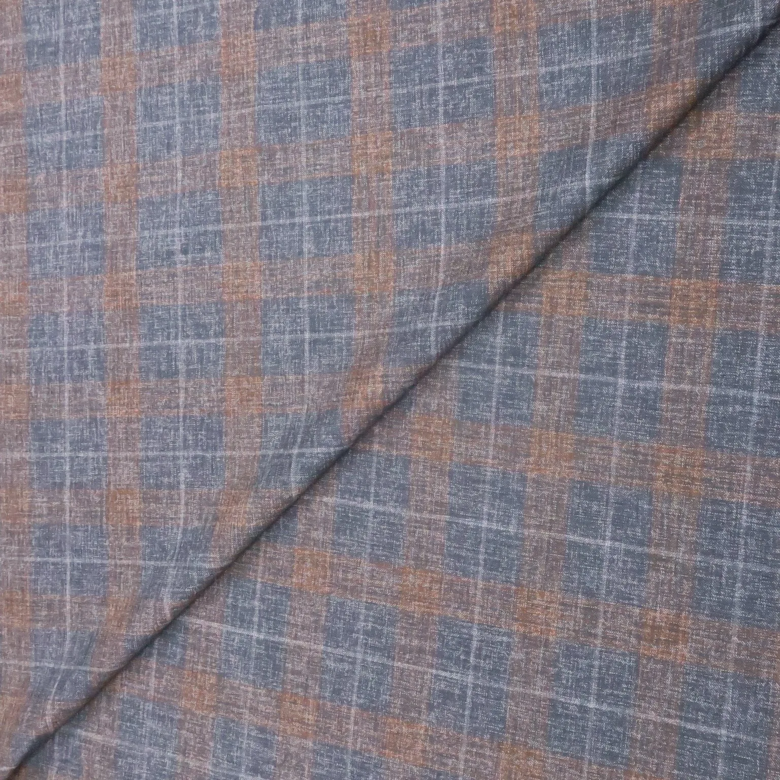 Green with Burnt Orange Plaid Windowpane Wool & Silk Dorsilk Dormeuil Fabric