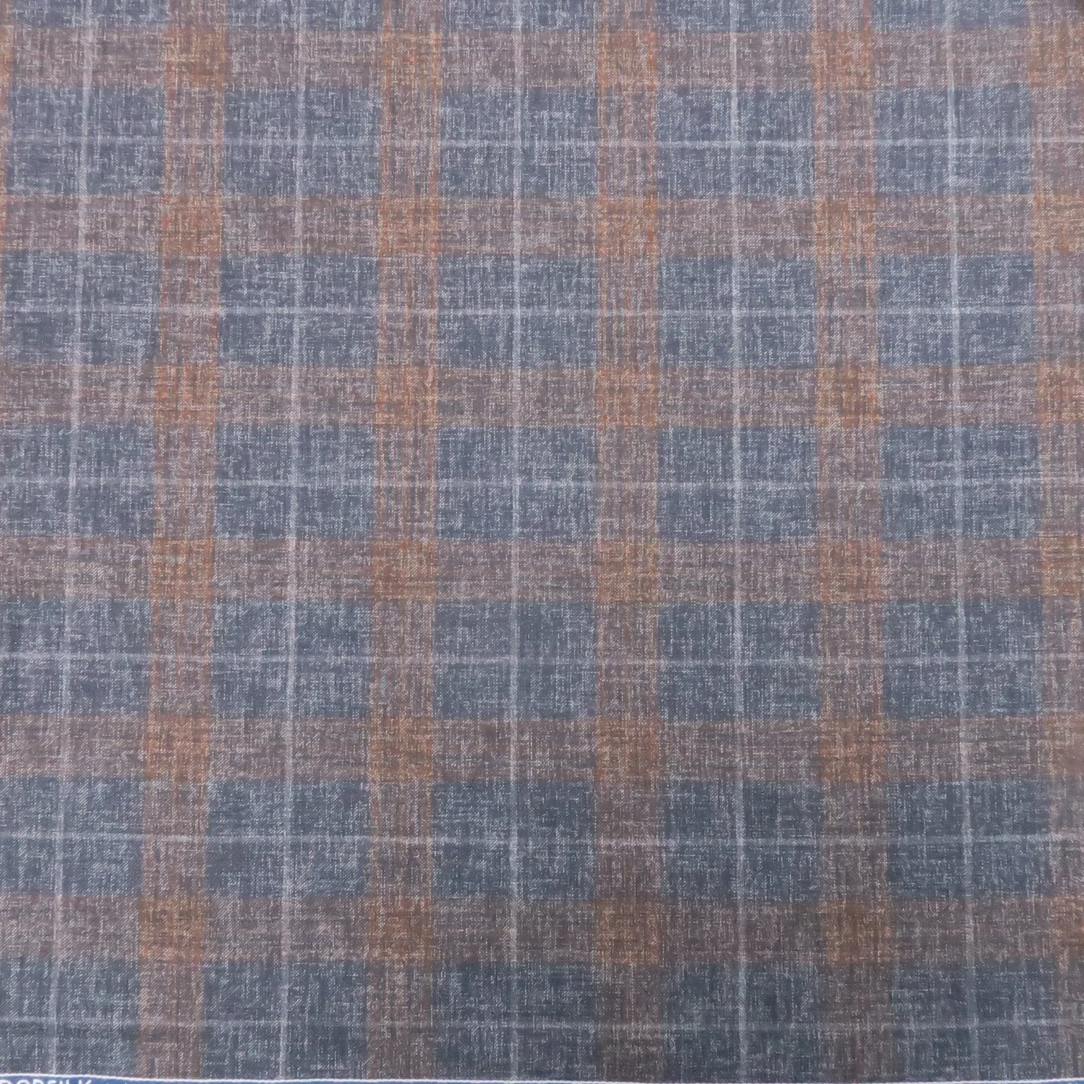 Green with Burnt Orange Plaid Windowpane Wool & Silk Dorsilk Dormeuil Fabric