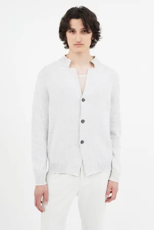 Grey Knit V-Neck Cardigan