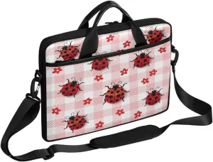 Grid Ladybird Flower Laptop Case Bag with Detachable Strap Waterproof Laptop Bag Notebook Carrying Case 15.6 inch Laptop Sleeve Bag for Men Women Work Travel