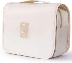 Hanging Toiletry Bag for Women, Travel Size Toiletries bags with Hook, Travel Makeup Bag for Cosmetic Storage Organizer Beige