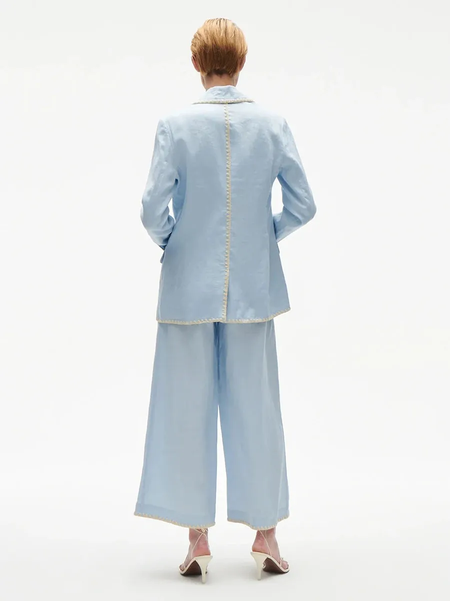 Hit Color Spliced Embroidery Loose Blazers For Women Lapel Long Sleeve Temperament Spliced Poctets Coats Female New