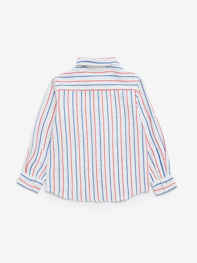HOP Kids White Striped Cotton Shirt