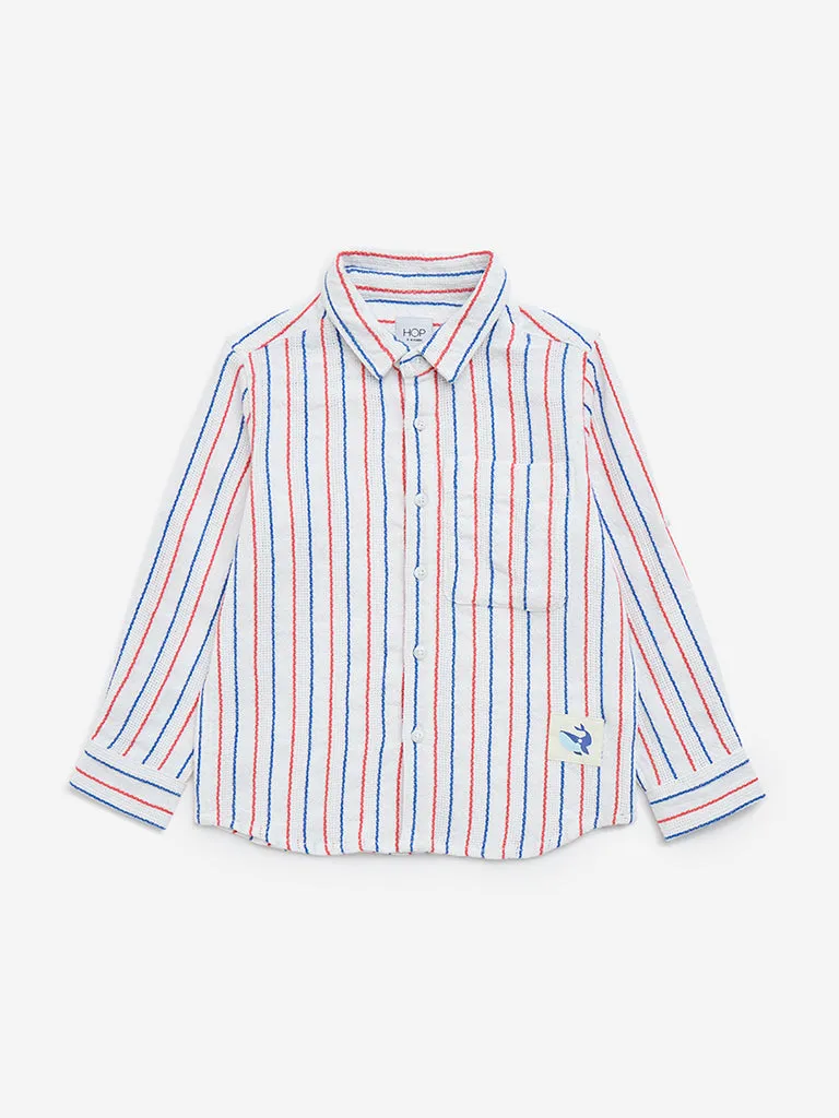 HOP Kids White Striped Cotton Shirt
