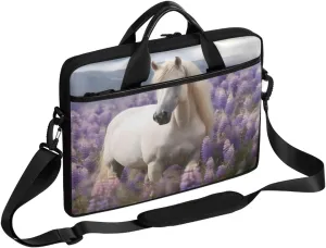 Horse Watercolor Flower Fields Laptop Case Bag with Detachable Strap Waterproof Laptop Bag Notebook Carrying Case 15.6 inch Laptop Sleeve Bag for Men Women Work Travel