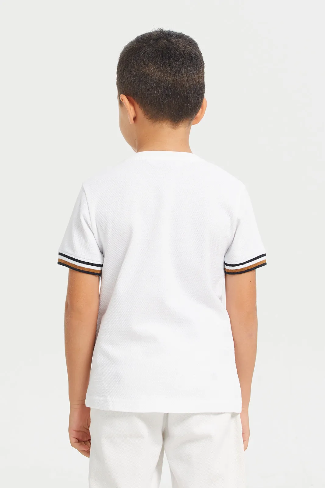 Junior Boys White & Brown 2Pk Popcorn T-Shirt