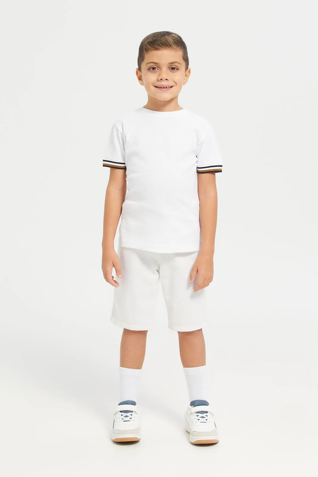 Junior Boys White & Brown 2Pk Popcorn T-Shirt