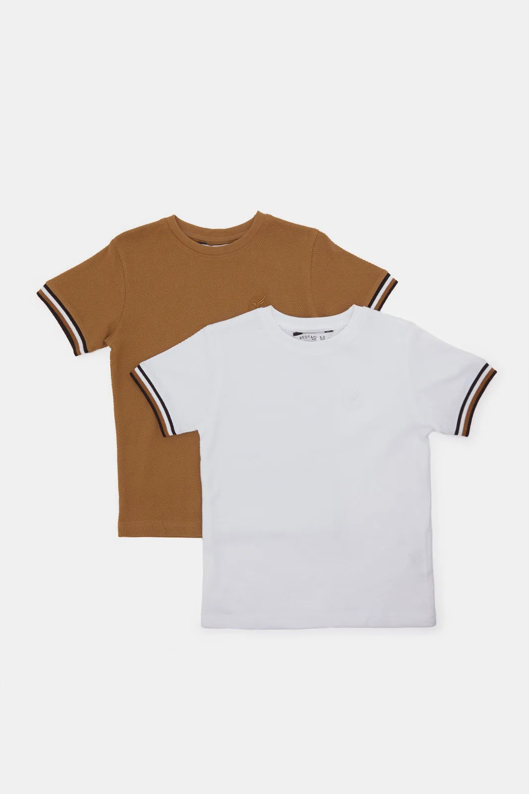Junior Boys White & Brown 2Pk Popcorn T-Shirt