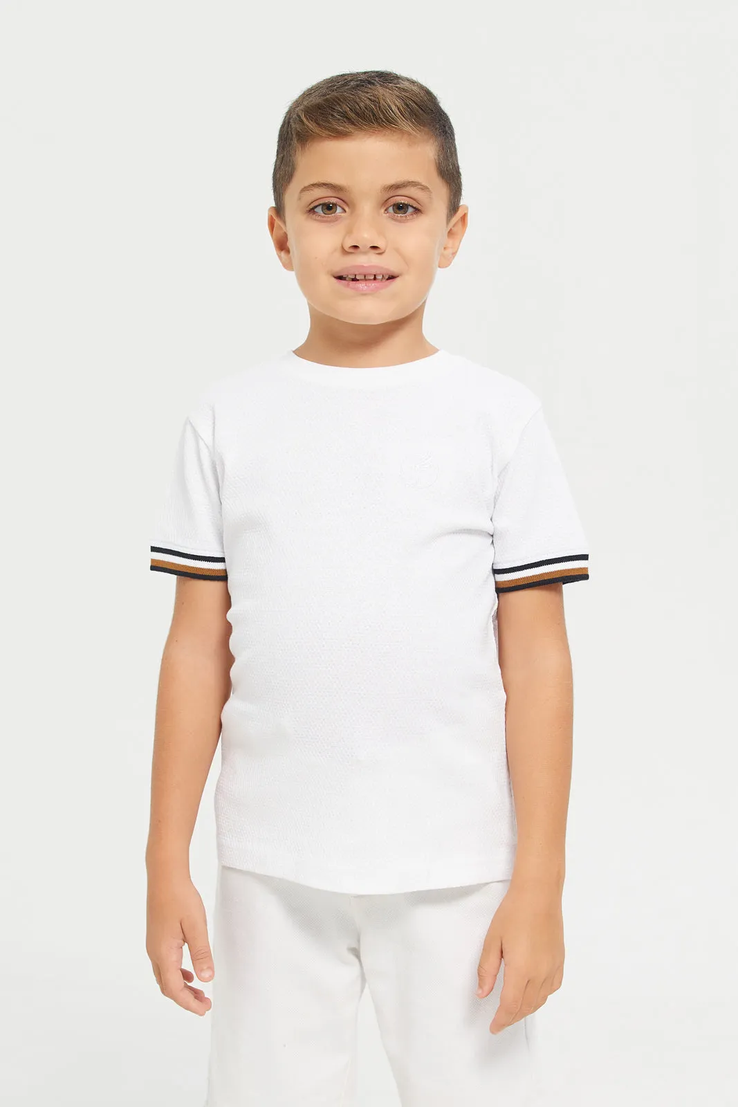 Junior Boys White & Brown 2Pk Popcorn T-Shirt