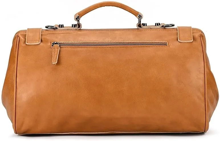 Leather Briefcase for Men Single Shoulder Duffel Short Trip Travel Bag Men's and Women's Business Handbag Crossbody Bag