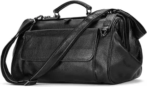 Leather Briefcase for Men Single Shoulder Duffel Short Trip Travel Bag Men's and Women's Business Handbag Crossbody Bag