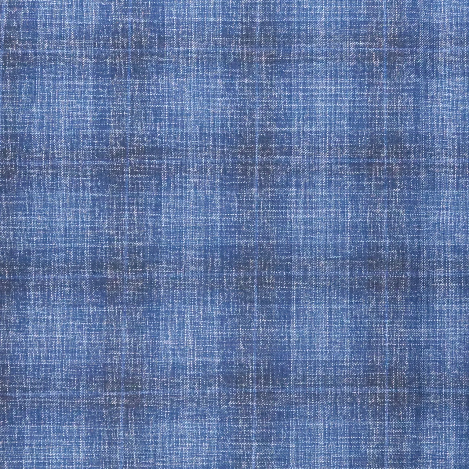 Light Blue and Navy Plaid Windowpane Wool & Silk Dorsilk Dormeuil Fabric