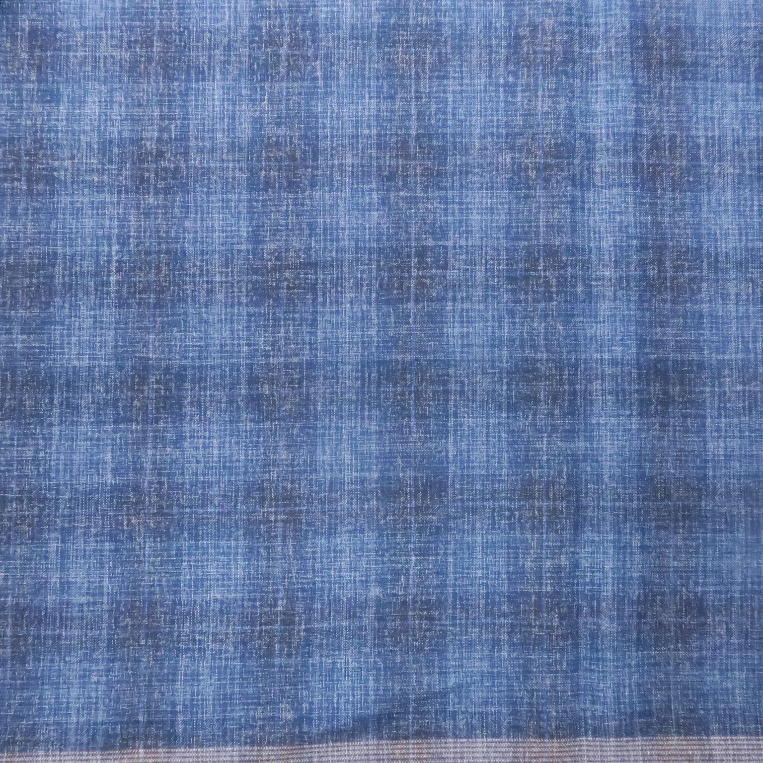 Light Blue and Navy Plaid Windowpane Wool & Silk Dorsilk Dormeuil Fabric