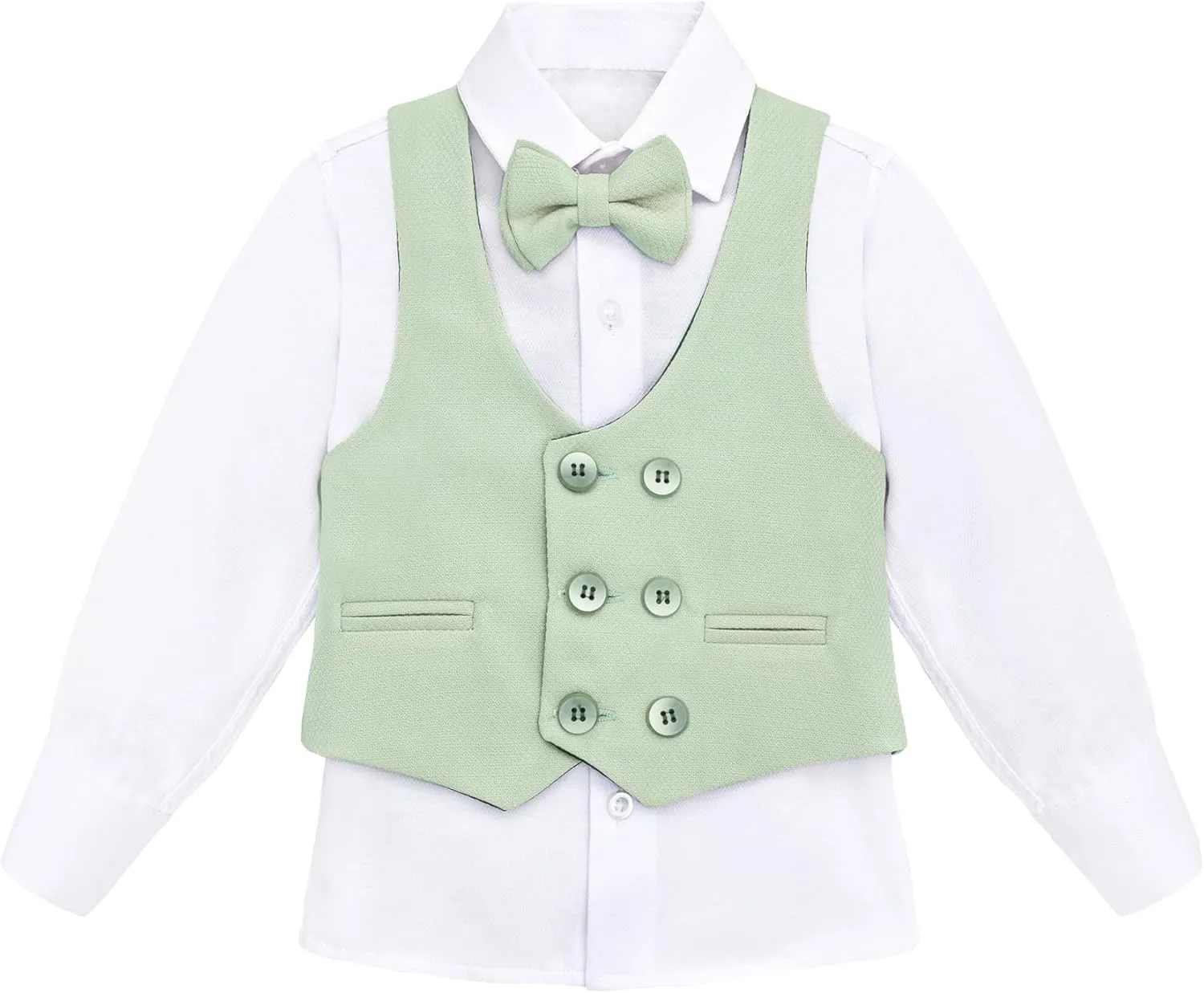 Lilax Toddler & Little Boys Suit Set, Formal Suit Vest, White Dress Shirt, Dress Pants and Bowtie 4 Piece Suit Set