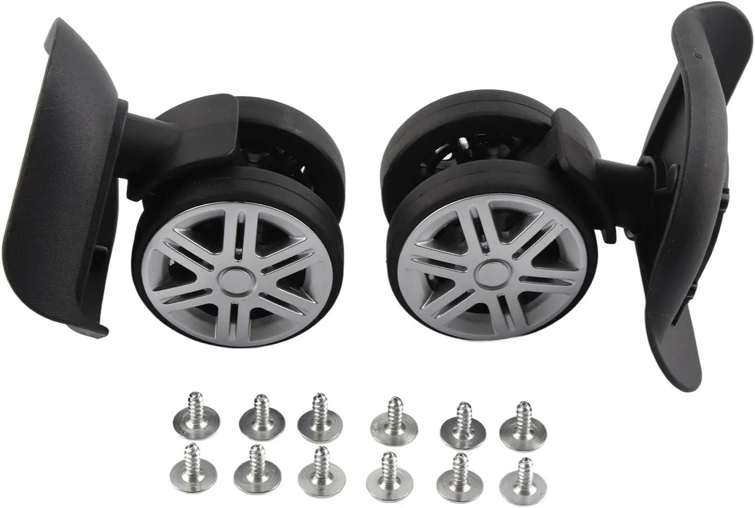 Luggage Wheels Replacement Casters Pair, A65 1 Pair Luggage Suitcase Wheel, Noise-reducing, 2 Count, Polypropylene, Polyethylene Terephthalate, Plate Mount