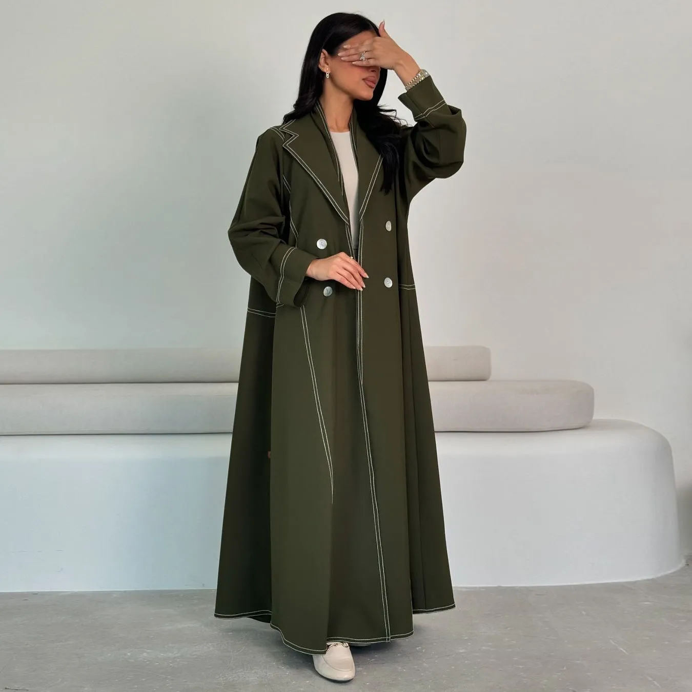 Luxe Olive Trench Abaya