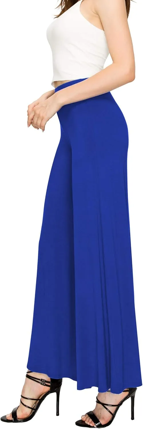 Made By Johnny Women's Solid Casual Comfy Stretchy Wide Leg Palazzo Lounge Pants