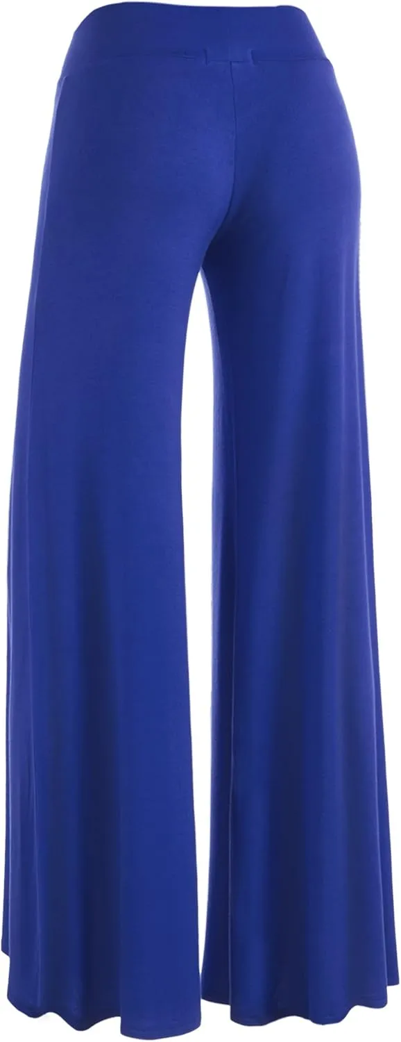 Made By Johnny Women's Solid Casual Comfy Stretchy Wide Leg Palazzo Lounge Pants