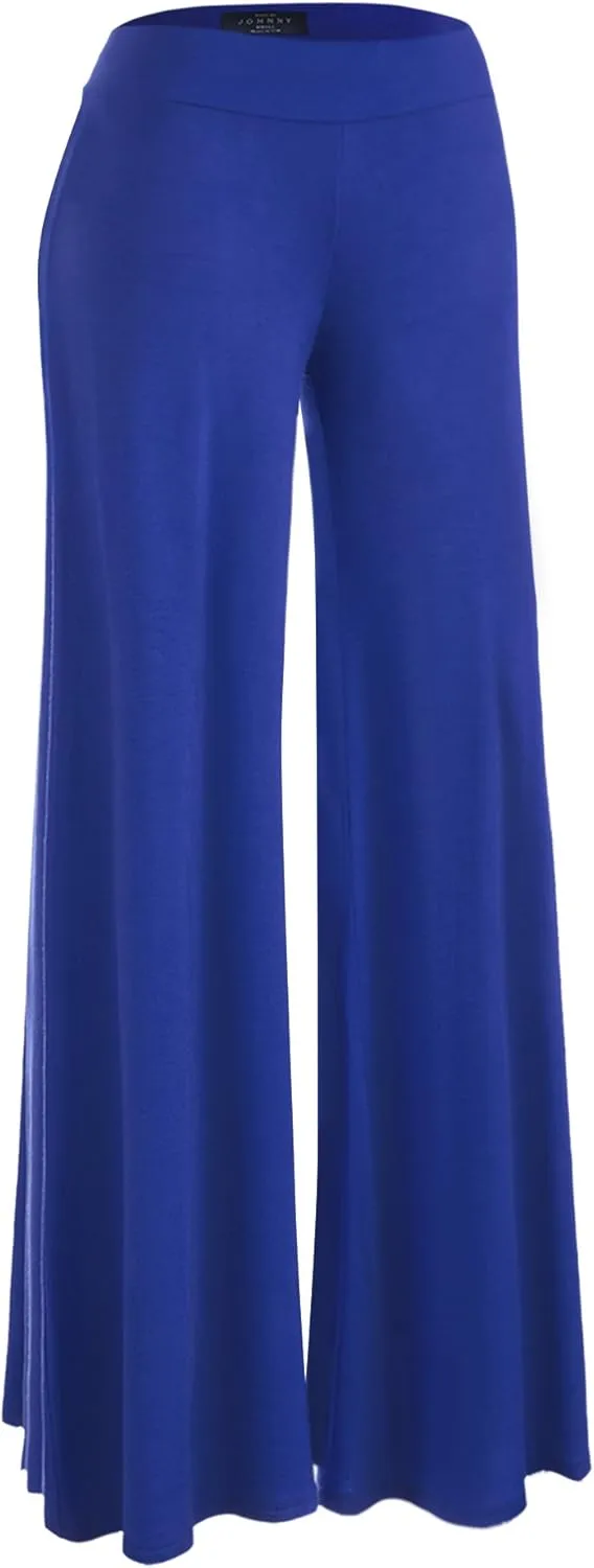 Made By Johnny Women's Solid Casual Comfy Stretchy Wide Leg Palazzo Lounge Pants