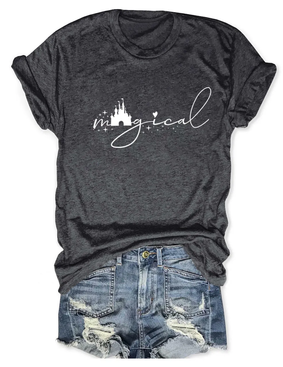 Magical Simple Pattern Casual Woman Crewneck Short Sleeve Top